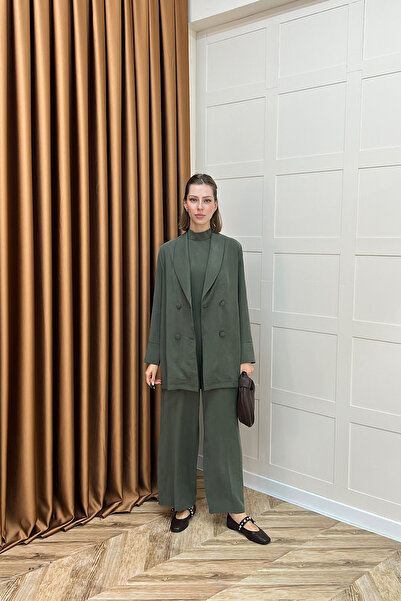 Stilife İkili Ceketli Tulum Yeşil