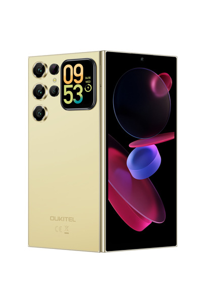 oukitel C62 Gold Smartphone, Dual Display 6.88" 90Hz + 1.81", 128GB, 5150mAh, Android 15