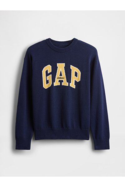 GAP Erkek Çocuk Lacivert Logo Intarsia Kazak