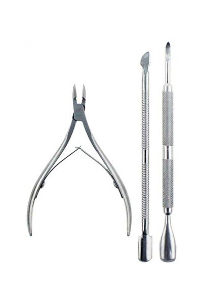 Generic 3 pcs/set Nail Art Manicure Tools Set Stainless Steel Cuticle Pusher Nippers Trimmer