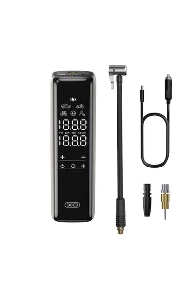 Xo Pompă de umflat inteligentă pentru compresor auto de 12V, 22 de cilindri, cu fir CZ017 - Negru