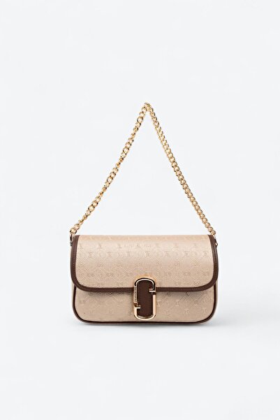 Silver Polo Γυναικεία τσάντα ώμου με λογότυπο SP1171 Καφέ ξηρού καρύδι