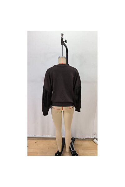 vuvutasarım Women's Long Sleeve Crew Neck Tassel Sleeves Modal Blouse 29810