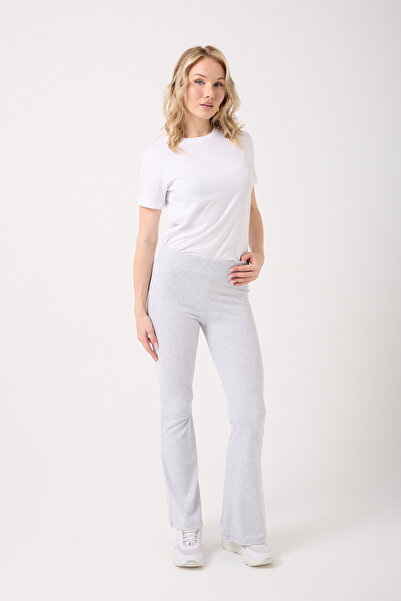 Silk & Spice بنطال ضيق نسائي عالي الخصر يبرز انحناءات الجسم بقصة مريحة وحزام عريض مرن من القطن الممشط واسع الأرجل