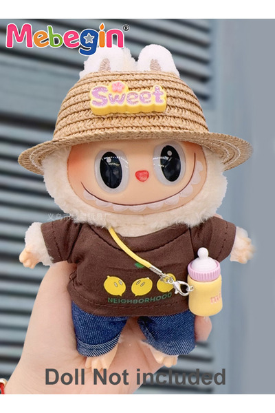 MEBEGIN Labubu Clothes,Overalls for Doll (NO Doll), Hat Overalls Set for 17cm...