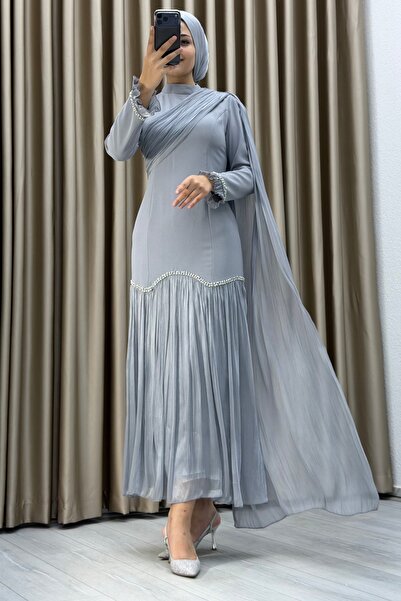 Matik Abiyem Sofia Fabric Chiffon Detailed Evening Dress