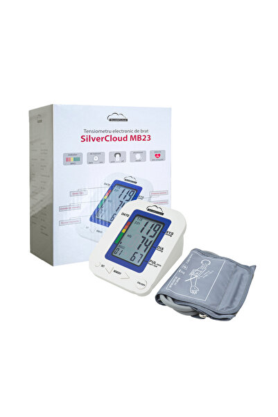 SilverCloud MB23 electronic upper arm blood pressure monitor with LCD screen, voice alert