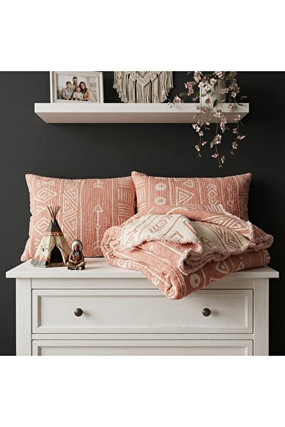 HB Victory Bohemian Inca Series 100% Cotton Muslin 5-Layer Double Size Salmon Bedspread/Sheet Set 220X240 Cm.