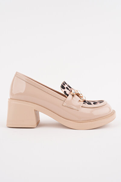 Madam Tarz Smr-14997 Thick Heel Leopard Pattern Loafer