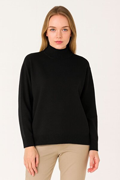 Arzu akbaba Women's Half Turtleneck Knitwear Sweater Soft Textured Cotton Fine Weaving, Long Sleeves Comfortable Regular Fit