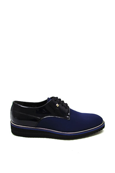 Fosco Men's Classic Leather Shoes Navy Blue Satin Fsc9138