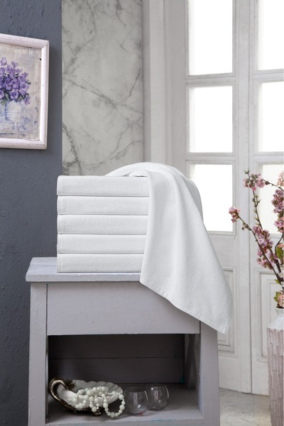 Fiesta Tekstil منشفة إيبونج مخملية مسطحة مقاس 50×90 سم، عبوة من 6 قطع