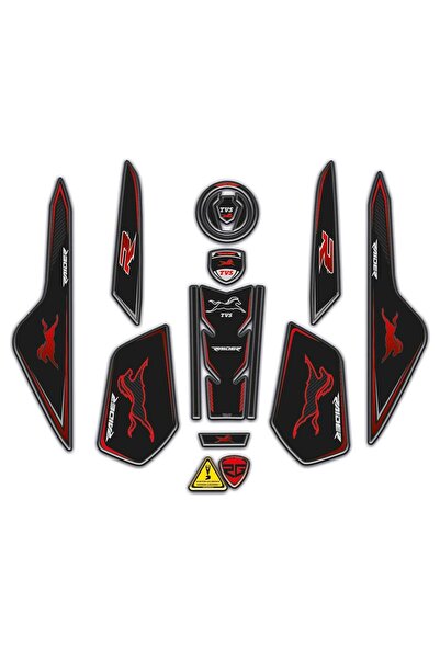 Redline Grafik TVS Raider Kırmızı Siyah Tank Pad Kuyruk Pad Kafa Pad Sticker ...