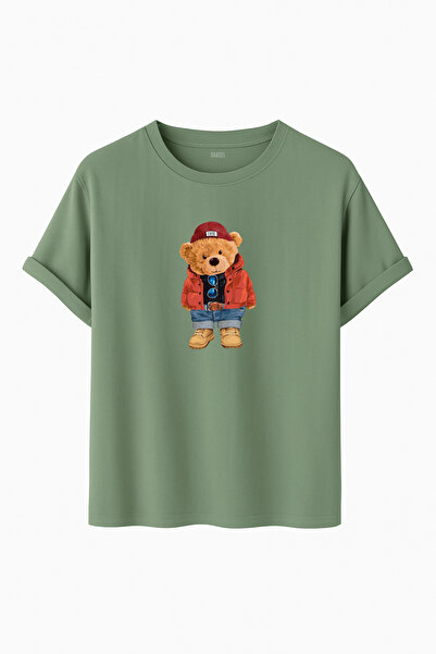 DK DAKSEL تي شيرت تيدي بير مع بنطلون جينز مطبوع قصة فضفاضة مقاس عادي للجنسين