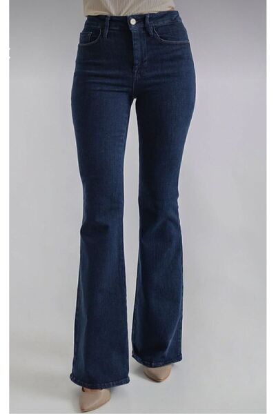 MRİABE KADIN İSPANYOL PAÇA KADIN YÜKSEKBEL LİKRALI JEANS PANTOLONW (BEDEN TABLOMUZ GÖRSELDEDİR)