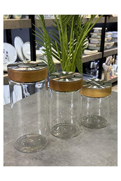 AROW Berti Luxury Bamboo Glass 3-Piece Jar Set