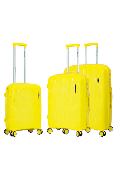 Madisson SW51103 trolley set, polypropylene, 1 cabin and 2 hold luggage, lock, 4 360° wheels, yellow