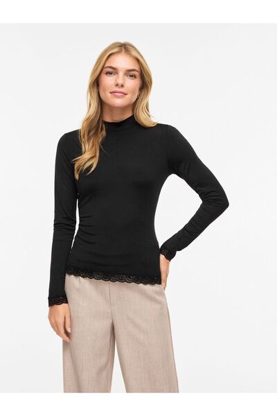 VILA Oberteil mit langen Ärmeln VILEOA Stehkragen