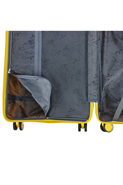 Madisson Large trolley SW51103, 100% polypropylene, 77x50x29 cm, lock, 4 wheels 360°, yellow