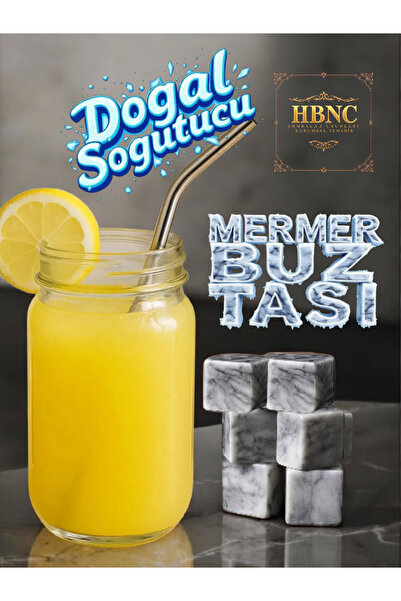 HBNC ( 1 Adet ) Doğal Mermer Buz Taşı - 2 cm Mermer Soğutucu Taşlar – Meyve S...