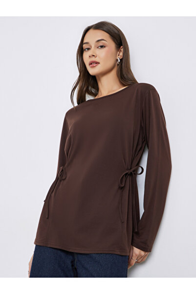 Styli بلوزة محبوكة فضفاضة سادة مع أربطة