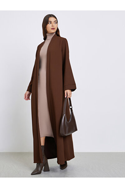 Styli عباية ماكسي بنية مفتوحة من الأمام