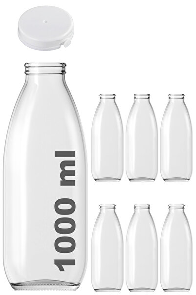 Afracam 1000 ml Şeffaf Süt, Ayran, Su, Limonata, Meşrubat Şişesi 1000 Cc Yırt...