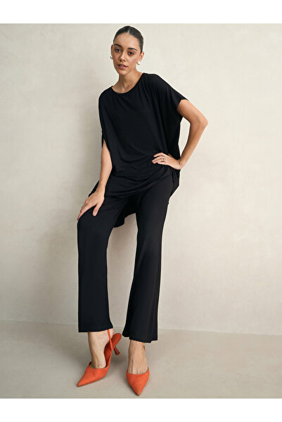 Femmella By Styli Black Knit Flared Pants
