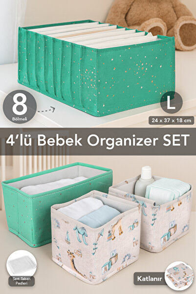 Meleni Baby 4-Piece Baby Organizer Set - 8 Compartment L Drawer Organizer and...