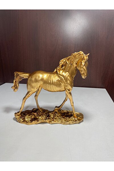 TEZ Dekoratif-YÜRÜYEN AT-Gold Renkli Biblo