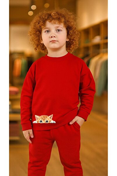playwear Παιδικό Φούτερ Σετ Ρούχων με στάμπα HALF CAT για Κορίτσια και Αγόρια...