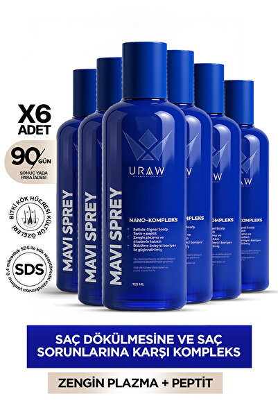 Uraw Mavi Sprey 6'lı Set - Saç Kökü Aktivasyonunu Destekleyen Gelişmiş Kompleks