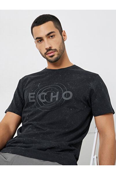 Styli Men Black Graphic Print Crew Neck T-Shirt