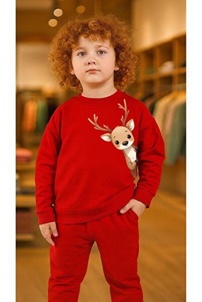 playwear Παιδικό Φούτερ Σετ με στάμπα Ελάφια, για Κορίτσια και Αγόρια, με λαι...