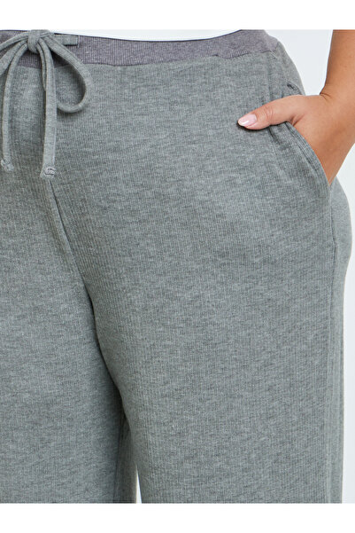 Styli Plus Size Grey Ribbed Relaxed Fit Joggers