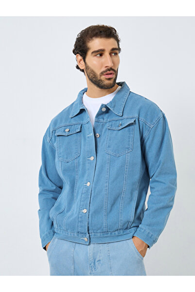 Styli Men Oversized Denim Jacket with Pockets