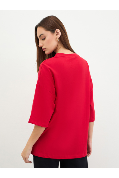 Styli Red Embroidered Oversized T-Shirt