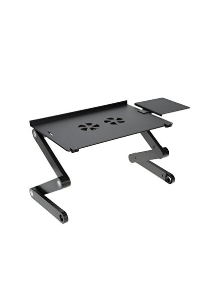 E-manor Masă de laptop din aluminiu cu înălțime reglabilă, cu ventilație pent...