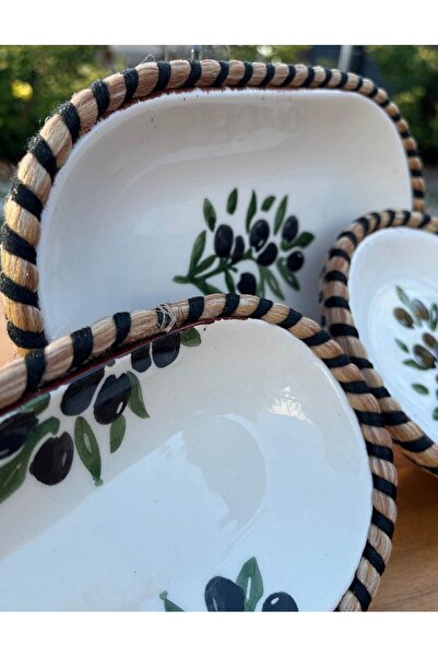 home inn Handmade Presentation Bowl Set |   Stain-Resistant |   Wicker Look Rope Edge Design – Presentation Set of 3