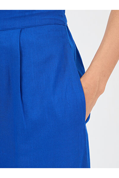 Femmella By Styli Royal Blue Cotton Straight Fit Pant