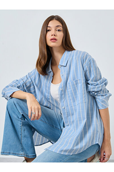 Styli Blue Striped Long Sleeve Shirt
