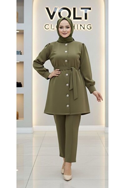 VOLT CLOTHİNG Metal Button Scuba Pants Two-Piece Set