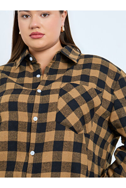 Styli Plus Size Plaid Flannel Oversized Shirt
