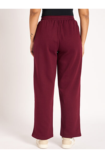 Femmella By Styli Burgundy Straight Fit Fleece Trackpants
