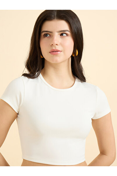 Outzidr By Styli White Basic Fitted Crop Top