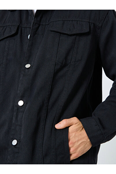 Styli Men Black Oversized Denim Jacket with Flap Pocket