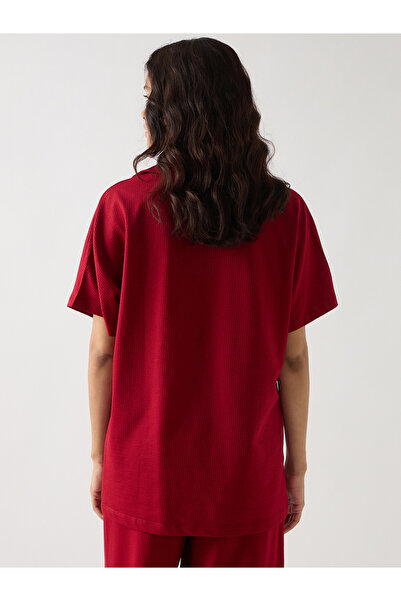 Femmella By Styli Red Cotton Short Sleeve Knit T-Shirt