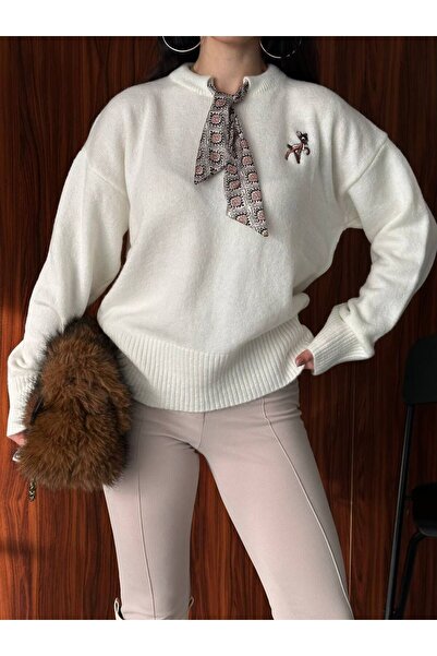 DİMA FASHİON Deer Detail Knitted Sweater