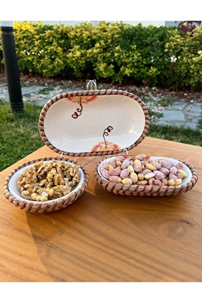 home inn Handmade Presentation Bowl Set |   Stain-Resistant |   Wicker Look Rope Edge Design – Presentation Set of 3