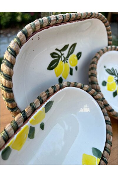 home inn Handmade Presentation Bowl Set |   Stain-Resistant |   Wicker Look Rope Edge Design – Presentation Set of 3